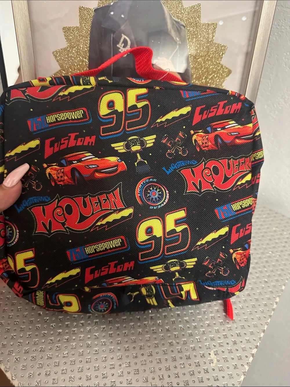 Disney Cars Lightning McQueen Black & Red Kids Lunch Bag NWT